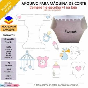Arquivo Topo de Bolo Chá de Fraldas 3d +1 Arquivo da Loja