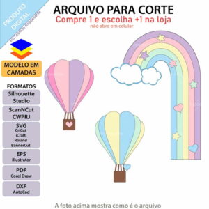 Arquivo Topo de Bolo Chá Revelação Balões +1 Arquivo da Loja