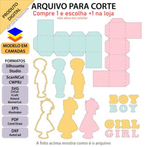 Arquivo Topo De Bolo Chá Revelação Boy Girl Blocos +1 Arquiv