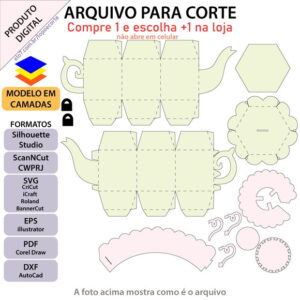 Arquivo Topo De Bolo Chaleira Xícara 3d +1 Arquivo Da Loja
