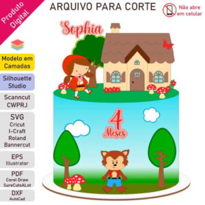 Arquivo Topo de Bolo Menina e o Lobo +1 Arquivo