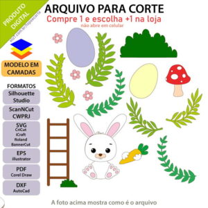 Arquivo Topo de Bolo Coelhinho Cenourinha +1 Arquivo da Loja
