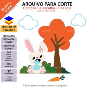 Arquivo Topo de Bolo Coelhinho Comendo +1 Arquivo da Loja