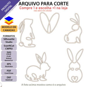 Arquivo Topo de Bolo Coelhinho Silhueta +1 Arquivo da Loja