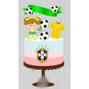 Arquivo Topo de Bolo Copa do Mundo 2022 Brasil Menina #15421
