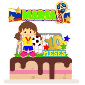 Arquivo Topo de Bolo Copa do Mundo 2022 Brasil Menina #15439