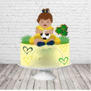 Arquivo Topo de Bolo Copa do Mundo 2022 Brasil Menina #15440