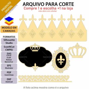 Arquivo Topo de Bolo Coroa 3d Menino +1 Arquivo da Loja