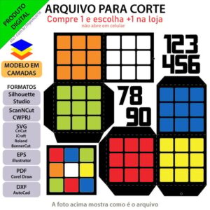 Arquivo Topo de Bolo Cubo Mágico +1 Arquivo da Loja