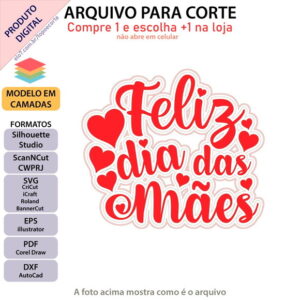 ARQUIVO Topo de bolo Dia Das Mães Corações +1 arquivo