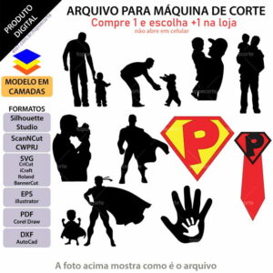 Arquivo Topo de Bolo Dia dos Pais Silhuetas +1 Arquivo
