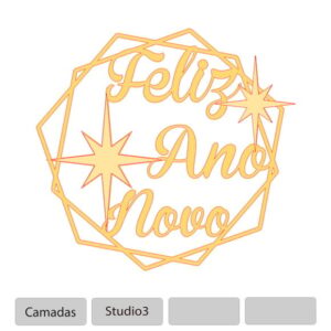 Arquivo Topo de Bolo Feliz Ano Novo hexagonal +1 tema