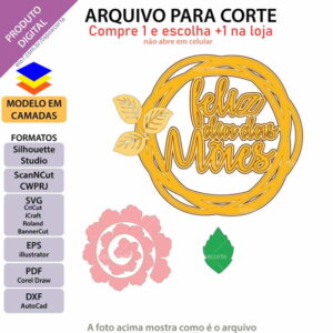 Arquivo Topo de Bolo Feliz Dia das Mães Circular +1 Arquivo