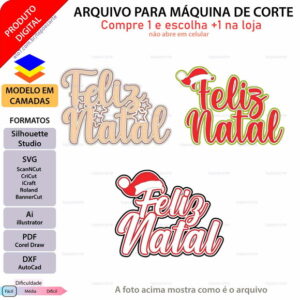Arquivo Topo de Bolo Feliz Natal Gorro +1 Arquivo da Loja
