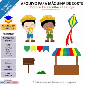 Arquivo Topo de Bolo Festa Junina Comendo Milho +1 Arquivo