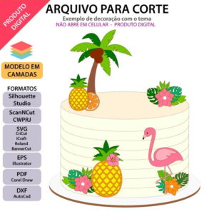 ARQUIVO Topo de bolo Flamingo Abacaxi +1 arquivo da loja