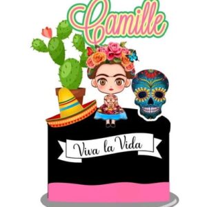 Arquivo topo de bolo Frida khalo Viva la vida