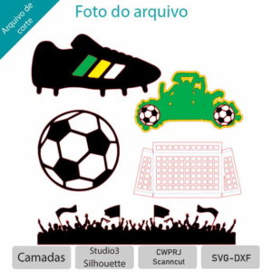 ARQUIVO Topo de bolo futebol em camadas +1 tema