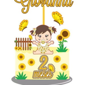 Arquivo topo de bolo Girassol bebê menina