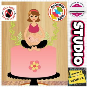 Arquivo Topo de Bolo Grávida Sentada