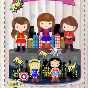 Arquivo topo de bolo heroinas cute REF: 8016