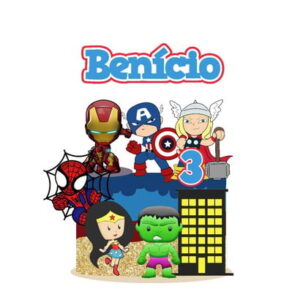 Arquivo topo de bolo herois cute