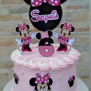 ARQUIVO - Topo de bolo Minnie Rosa