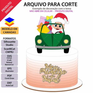 Arquivo Topo de Bolo Natal Bebe Fusca +1 Arquivo da Loja