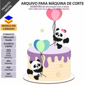 Arquivo Topo de Bolo Pandinha Balões +1 Arquivo da Loja
