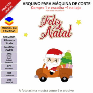 Arquivo Topo de Bolo Papai Noel Caminhonete +1 Arquivo