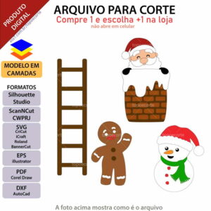 Arquivo Topo de Bolo Papai Noel na Chaminé +1 Arquivo