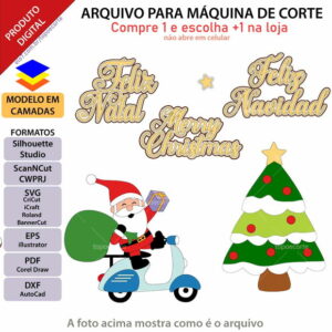 Arquivo Topo de Bolo Papai Noel Scooter +1 Arquivo da Loja
