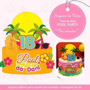 Arquivo Topo de Bolo Pool Party