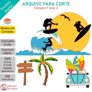 ARQUIVO Topo de bolo Praia Surf Fusca +1tema