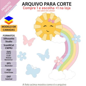 ARQUIVO Topo de bolo Solzinho arco-íris curvo
