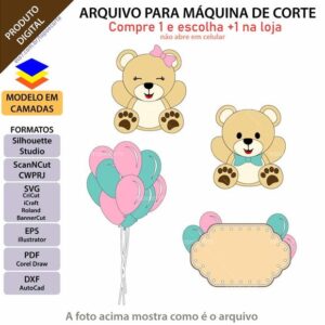 Arquivo Topo de Bolo Ursinhos Chá Revelação +1 Arquivo