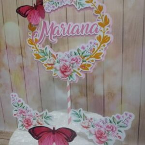 Arquivo Topo floral com borboleta circulo