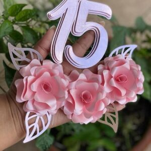 Arquivos de Corte Topo de Bolo 15 Anos com Flores 3d