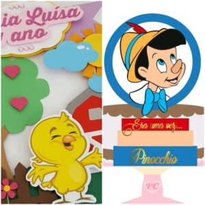 ARQUIVOS DE CORTE TOPO DE BOLO pinoquio e pintinho