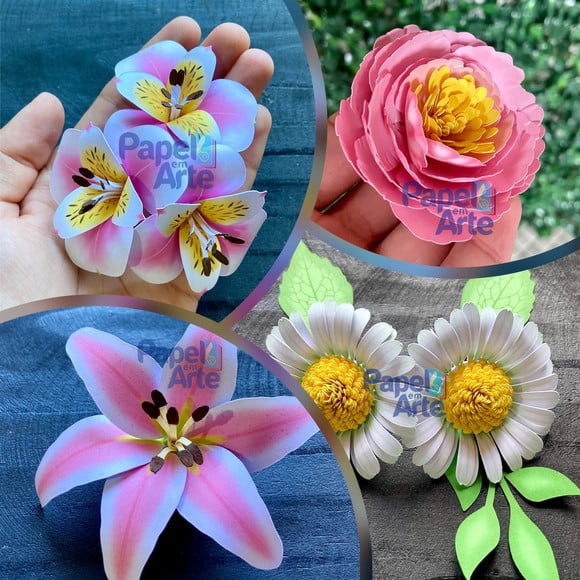 Arquivos de Cortes Flores Realistas / Combo com 4 Arquivos