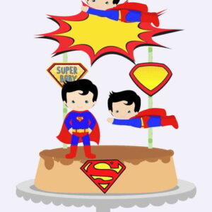 Arquivos Silhouette topo de bolo Super Man Cute em camadas