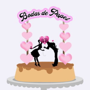 Arquivo de Corte Arte Topo p/ Bolo Bodas de Papel
