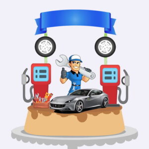Arquivo de Corte Arte Topo p/ Bolo Posto de Gasolina