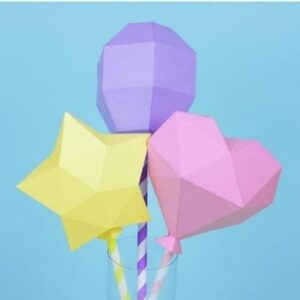 Coração Estrela Balao Low Poly (arquivo de Corte) 4 Por 10