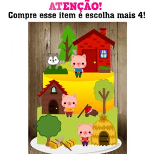 Kit c/ 5: Arquivo de corte 3 Porquinhos 003 (camadas)