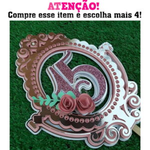 Kit c/ 5: Arquivo de corte topo 15 anos 003