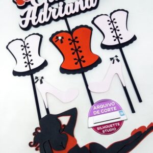 KIT C/ 5 ARQUIVO DE CORTE: TOPO DE BOLO CHÁ DE LINGERIE 002