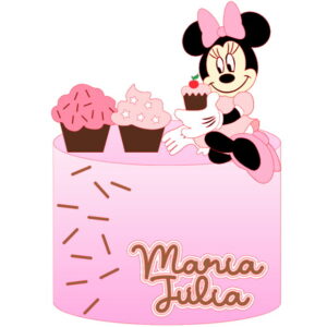 Kit C/ 5 Arquivo De Corte: Topo De Bolo Minnie Cupcake 008