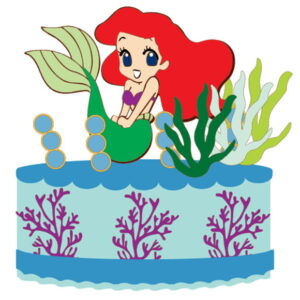KIT C/ 5 ARQUIVO DE CORTE: TOPO DE BOLO PRINCESA ARIEL 006