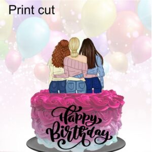 Kit c/ 5 arquivos de corte 03-AMIGAS TOPO DE BOLO